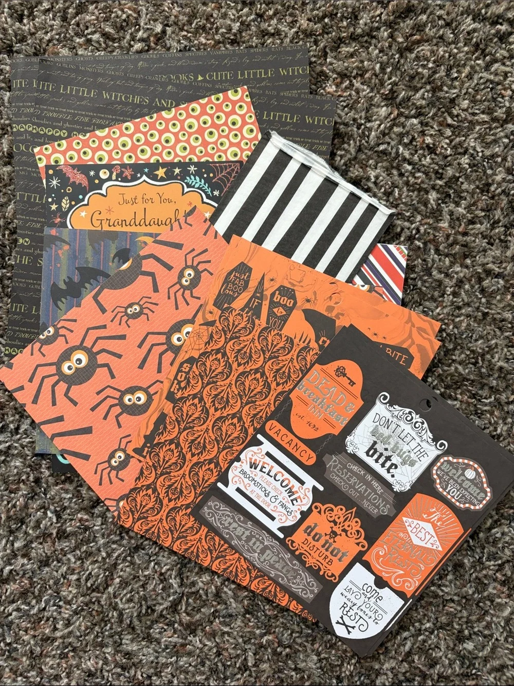 Halloween Scrapbook Mixed Lot Crafts, Stamps  Paper Stickers Bags Washi Tape